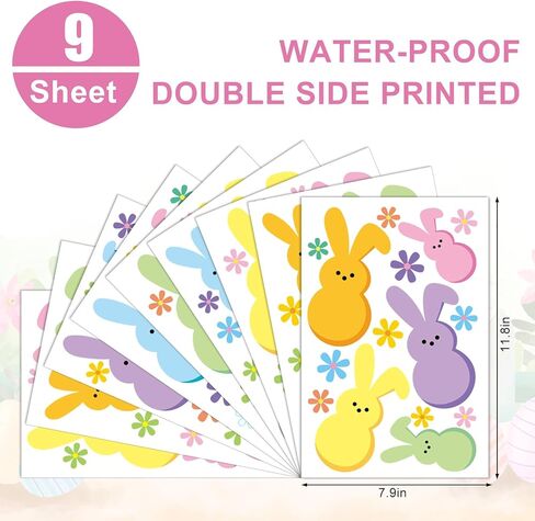 FYSUIMU Easter Window Clings Colorful Bunny Rabbit Daisy Window Stickers Double-Side Glass Decals for Spring Home Party Decoration, 7.9 x 11.8 Inch, 9 Sheets in Saudi Arabia