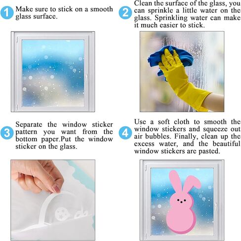 FYSUIMU Easter Window Clings Colorful Bunny Rabbit Daisy Window Stickers Double-Side Glass Decals for Spring Home Party Decoration, 7.9 x 11.8 Inch, 9 Sheets in Saudi Arabia