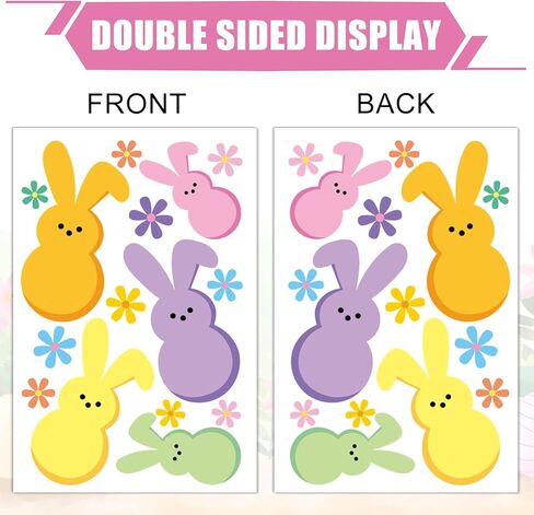 FYSUIMU Easter Window Clings Colorful Bunny Rabbit Daisy Window Stickers Double-Side Glass Decals for Spring Home Party Decoration, 7.9 x 11.8 Inch, 9 Sheets in Saudi Arabia