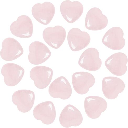 20pcs Natural Heart Healing Crystals Rose Quartz Amethyst Crystal Chakra Bulk Gemstones Palm Thumb Stone Polished Love Crystal Stones Set Wholesale Reiki Balancing Meditation for Women Men in Saudi Arabia