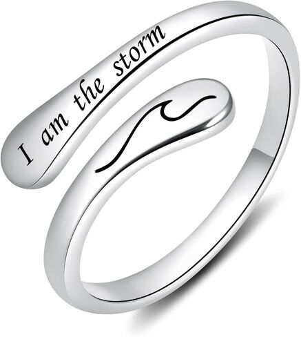 Yaweina Adjustable I am the Storm Ring 925 Sterling Silver Thumb Rings for Women Inspirational Jewelry Encouragement Gifts in Saudi Arabia