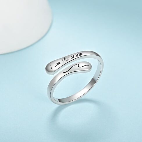 Yaweina Adjustable I am the Storm Ring 925 Sterling Silver Thumb Rings for Women Inspirational Jewelry Encouragement Gifts in Saudi Arabia