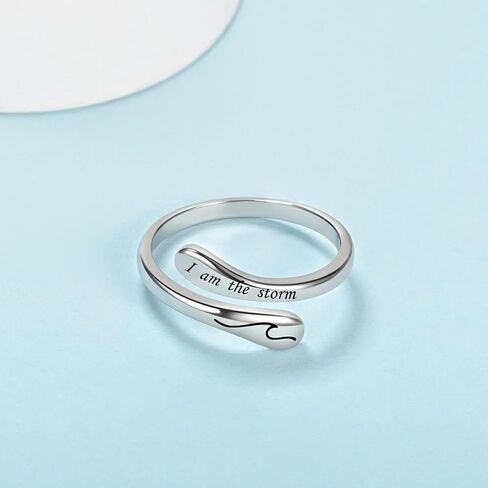 Yaweina Adjustable I am the Storm Ring 925 Sterling Silver Thumb Rings for Women Inspirational Jewelry Encouragement Gifts in Saudi Arabia