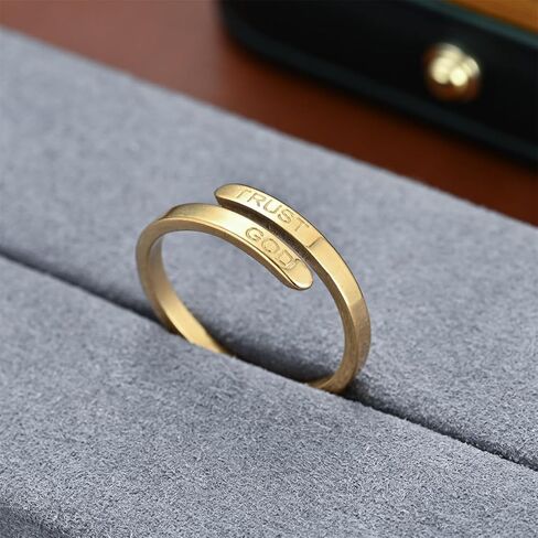 ROYNRAU Trust God Cross Thumb Ring للنساء، ديني ملهم منقوش TRUST GOD Faith Ring قابل للتعديل من الفولاذ المقاوم للصدأ مجوهرات مفتوحة هدايا لابنة حفيدة in Kuwait