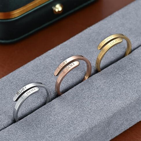 ROYNRAU Trust God Cross Thumb Ring للنساء، ديني ملهم منقوش TRUST GOD Faith Ring قابل للتعديل من الفولاذ المقاوم للصدأ مجوهرات مفتوحة هدايا لابنة حفيدة in Kuwait
