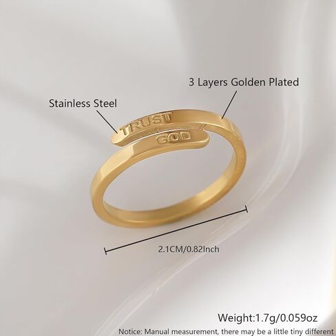 ROYNRAU Trust God Cross Thumb Ring للنساء، ديني ملهم منقوش TRUST GOD Faith Ring قابل للتعديل من الفولاذ المقاوم للصدأ مجوهرات مفتوحة هدايا لابنة حفيدة in Kuwait