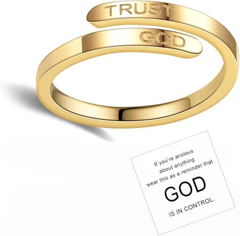ROYNRAU Trust God Cross Thumb Ring للنساء، ديني ملهم منقوش TRUST GOD Faith Ring قابل للتعديل من الفولاذ المقاوم للصدأ مجوهرات مفتوحة هدايا لابنة حفيدة in Kuwait