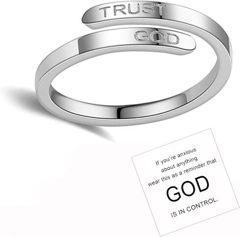 ROYNRAU Trust God Cross Thumb Ring للنساء، ديني ملهم منقوش TRUST GOD Faith Ring قابل للتعديل من الفولاذ المقاوم للصدأ مجوهرات مفتوحة هدايا لابنة حفيدة in Kuwait