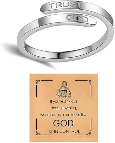 ROYNRAU Trust God Cross Thumb Ring للنساء، ديني ملهم منقوش TRUST GOD Faith Ring قابل للتعديل من الفولاذ المقاوم للصدأ مجوهرات مفتوحة هدايا لابنة حفيدة in Kuwait