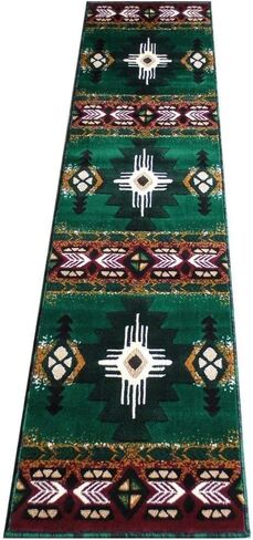 سجادة المنطقة الخضراء للصيادين الهنود الأمريكيين الأصليين في الجنوب الغربي من Champion Rugs (عداء بطول 2 قدم × 7 أقدام) in Kuwait