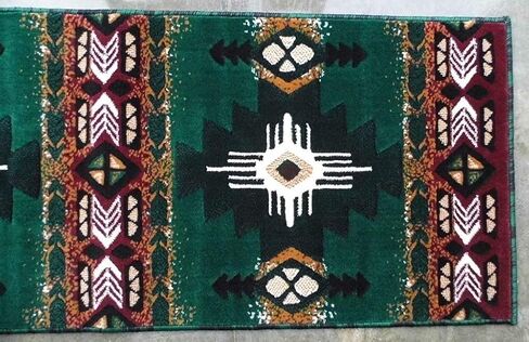 سجادة المنطقة الخضراء للصيادين الهنود الأمريكيين الأصليين في الجنوب الغربي من Champion Rugs (عداء بطول 2 قدم × 7 أقدام) in Kuwait
