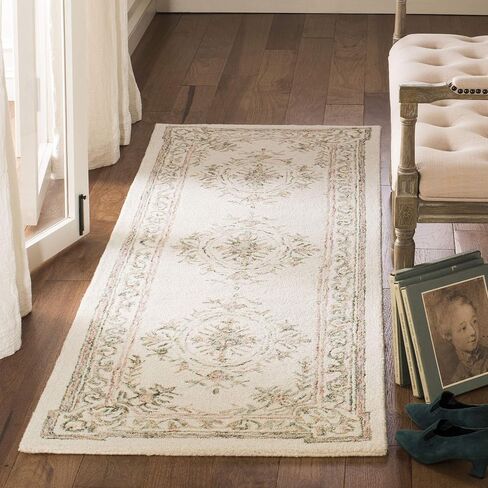 سجادة SAFAVIEH Micro-Loop Collection Runner - 2'3" x 7'، عاجي وفوشيا، صوف مصنوع يدويًا، مثالية للمناطق ذات حركة المرور العالية في غرفة المعيشة وغرفة النوم (MLP902R) in Kuwait