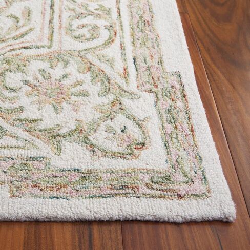 سجادة SAFAVIEH Micro-Loop Collection Runner - 2'3" x 7'، عاجي وفوشيا، صوف مصنوع يدويًا، مثالية للمناطق ذات حركة المرور العالية في غرفة المعيشة وغرفة النوم (MLP902R) in Kuwait