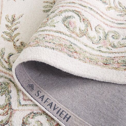 سجادة SAFAVIEH Micro-Loop Collection Runner - 2'3" x 7'، عاجي وفوشيا، صوف مصنوع يدويًا، مثالية للمناطق ذات حركة المرور العالية في غرفة المعيشة وغرفة النوم (MLP902R) in Kuwait