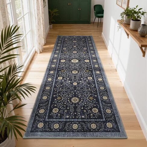 garveehome boho 2x6 سجادة عداء للممرات غير قابلة للانزلاق، سجاد المطبخ النباتي العتيق، سجادة منطقة قابلة للغسل للمدخل مقاومة للبقع، كومة منخفضة ناعمة عداء سجادة رمادية لغرفة النوم وغرفة الغسيل in Kuwait
