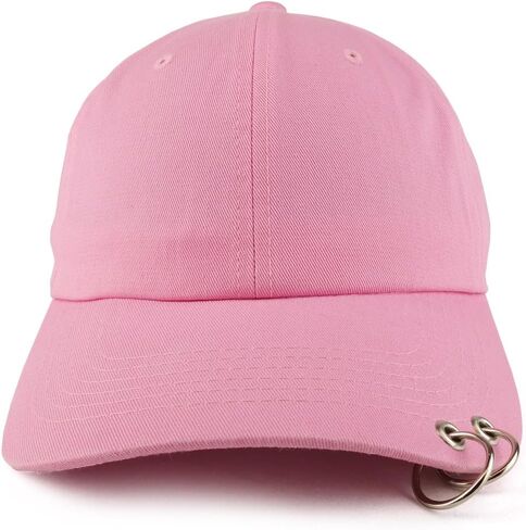 Trendy Apparel Shop Two Rings Pierced Plain Cotton Unstructured Adjustable Dad Hat in Saudi Arabia