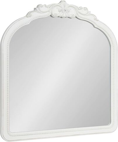 Kate and Laurel Jenelle Traditional Arched Baroque Wall Mirror, 28 x 30, White, Distressed Antique-Inspired Vintage Arch Mirror with Ornate Garland Crown for Bathroom Vanity or Fireplace Mantel in Saudi Arabia