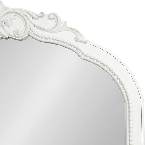 Kate and Laurel Jenelle Traditional Arched Baroque Wall Mirror, 28 x 30, White, Distressed Antique-Inspired Vintage Arch Mirror with Ornate Garland Crown for Bathroom Vanity or Fireplace Mantel in Saudi Arabia