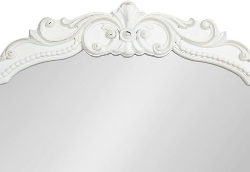 Kate and Laurel Jenelle Traditional Arched Baroque Wall Mirror, 28 x 30, White, Distressed Antique-Inspired Vintage Arch Mirror with Ornate Garland Crown for Bathroom Vanity or Fireplace Mantel in Saudi Arabia