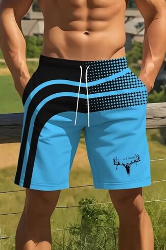 Men's Sports Shorts Double Layer Animal Stretch Print Quick-Drying Summer Shorts Beach Pants in Saudi Arabia