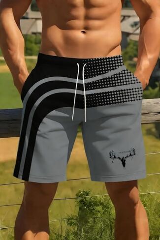 Men's Sports Shorts Double Layer Animal Stretch Print Quick-Drying Summer Shorts Beach Pants in Saudi Arabia