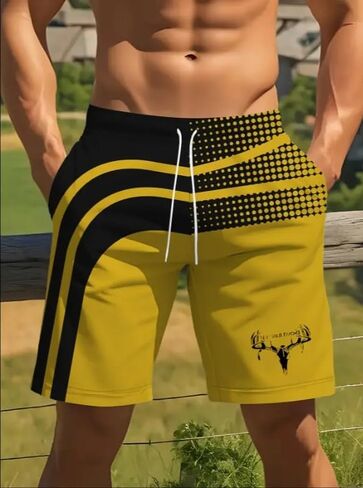 Men's Sports Shorts Double Layer Animal Stretch Print Quick-Drying Summer Shorts Beach Pants in Saudi Arabia