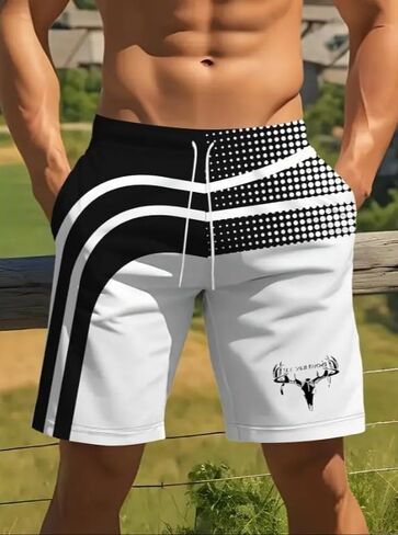 Men's Sports Shorts Double Layer Animal Stretch Print Quick-Drying Summer Shorts Beach Pants in Saudi Arabia