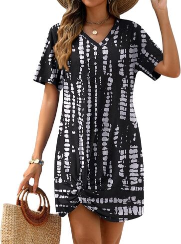 AI'MAGE Swimsuit Cover Ups for Women Short Sleeve Bathing Suit Coverup Casual Bikini Swimwear Beach Cover Up Dress S-XXL in Saudi Arabia