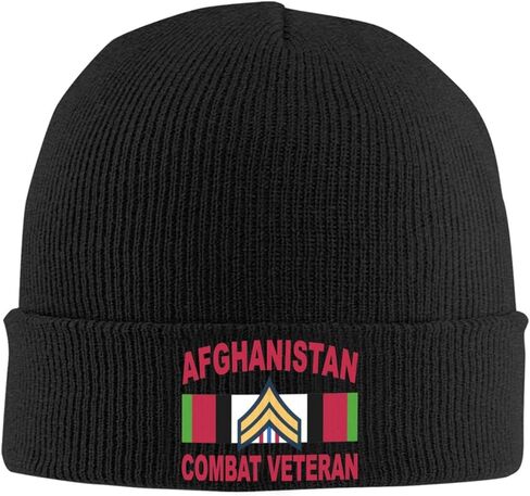 QFZ Corporal E-4 Afghanistan Combat Veteran Knitted Hat Hat Men Womens Cozy Warm Beanie Hats Black in Saudi Arabia