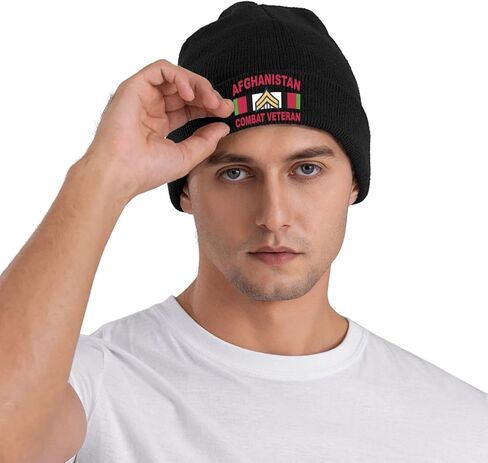 QFZ Corporal E-4 Afghanistan Combat Veteran Knitted Hat Hat Men Womens Cozy Warm Beanie Hats Black in Saudi Arabia