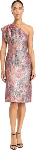 Maggy London Womens One Shoulder Metallic Jacquard Evening Dress - Fitted Special Occasion Cocktail Dress in Saudi Arabia
