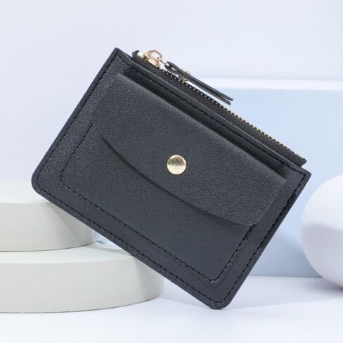 المرأة بسيطة محفظة صغيرة محفظة بلون بولي Leather جلدية متعددة بطاقات حامل محفظة نسائية للعملات المعدنية سستة وول in Saudi Arabia