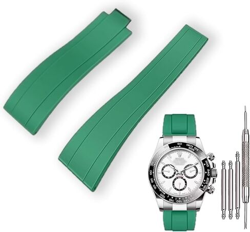 شريط مراقبة مطاط 20 مم من أجل Rolex Supmariner و Daytona و Ghost و Yachtmaster & More-مقاوم للماء ، وتصميم للجنسين ، لا مشبك متضمن الأسود in Kuwait