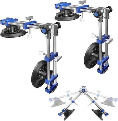 8'' Glass Suction Cups to Lift Large Glass 2 Pack, Metal Handle, 794 lbs Load Capacity, Vacuum Suction Cup Lifter with Pressure Gauge for Tiles, Windshield, Window, Glass Lifting with Carrying Case in Kuwait