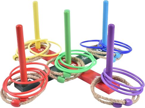 لعبة رمي الحلقات للاستخدام الخارجي - 25 حبلًا، 5 أوتاد، 1 حقيبة حمل - ساحة، ألعاب خارجية للبالغين والعائلة - حلقات رمي ​​الحلقات، الفناء الخلفي، الحصان، المرح، الحديقة، الخارج، داخلي، ألعاب رمي الحلقات للبالغين in Kuwait