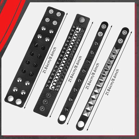 Saysurey 5 Pcs Punk Spike Sunglasses Leather Rivet Bracelets Set, Gothic Rock Sunglasses Y2k Emo Studded Bracelet Accessories for Halloween Cosplay Club Party Costume in Saudi Arabia