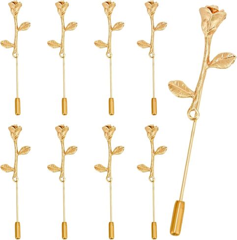 8pcs Gold Floral Lapel Pins, Elegant Rose Flower Brooch Pin for Women Men Suit Accessories Tie Hat Jacket Blazer Corsage Wedding Formal Wear in Saudi Arabia