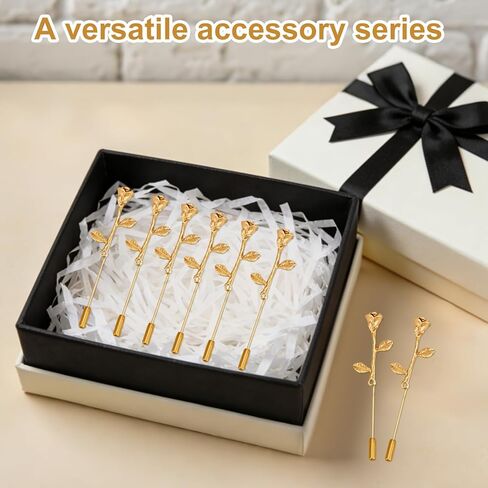 8pcs Gold Floral Lapel Pins, Elegant Rose Flower Brooch Pin for Women Men Suit Accessories Tie Hat Jacket Blazer Corsage Wedding Formal Wear in Saudi Arabia