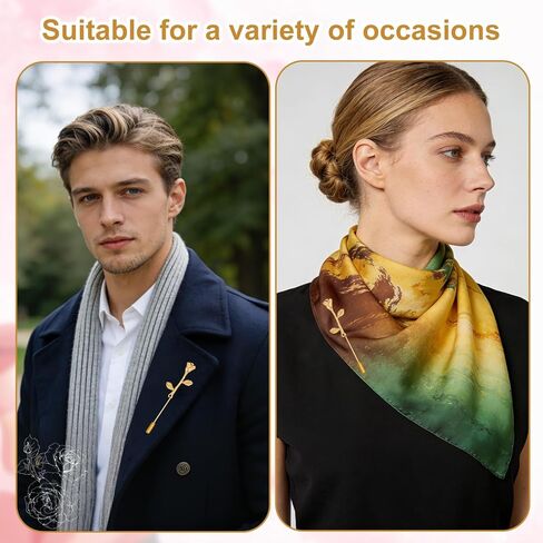 8pcs Gold Floral Lapel Pins, Elegant Rose Flower Brooch Pin for Women Men Suit Accessories Tie Hat Jacket Blazer Corsage Wedding Formal Wear in Saudi Arabia