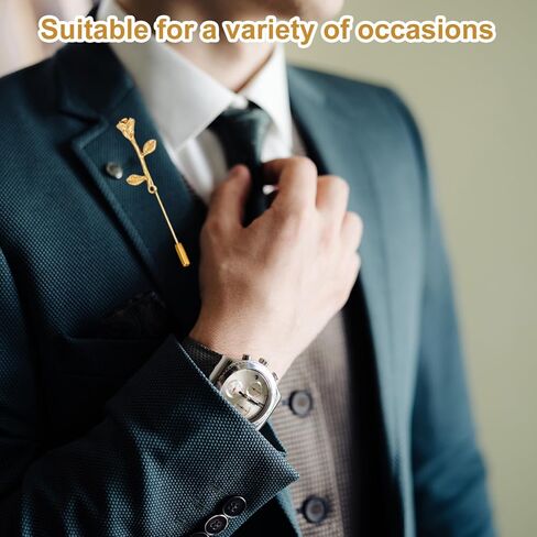 8pcs Gold Floral Lapel Pins, Elegant Rose Flower Brooch Pin for Women Men Suit Accessories Tie Hat Jacket Blazer Corsage Wedding Formal Wear in Saudi Arabia