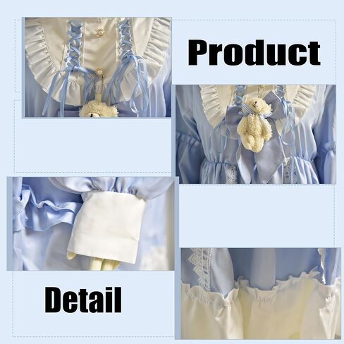 Sweet Girly Bear Bow Lolita Dress - Retro Lolita Long-Sleeve Lace Ruffle Princess Dress in Saudi Arabia