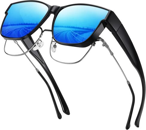 Wzerry Polarized Fit Over Glasses Sunglasses, Wear Over Sunglasses Wrap Around Shades for Men Women UV400 Pretection in Saudi Arabia