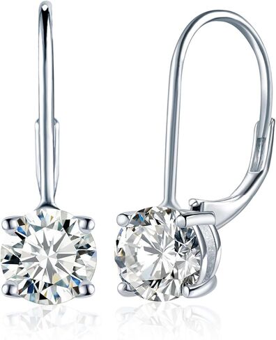 Moissanite Leverback Earrings for Women: 925 Sterling Silver 1CT Moissanite Leverback Drop Earrings Piercing Moissan Hypoallergenic Jewelry Gifts in Saudi Arabia