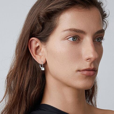 Moissanite Leverback Earrings for Women: 925 Sterling Silver 1CT Moissanite Leverback Drop Earrings Piercing Moissan Hypoallergenic Jewelry Gifts in Saudi Arabia
