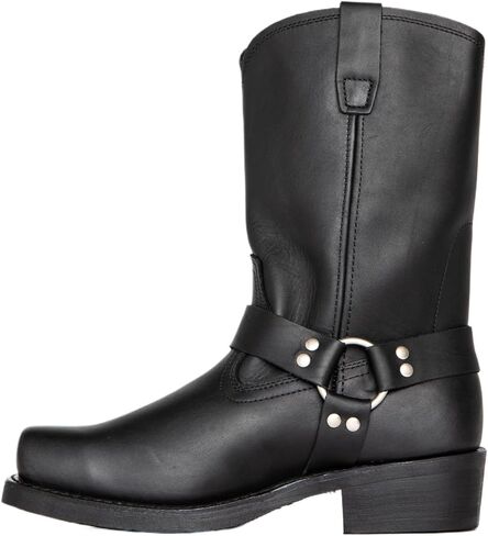 Hhhchpm Men's Classic Western Cowboy Square Toe Boots Harness Straps Mid Calf Pull on Boots for Men PU Leather Men's Western Boots in Saudi Arabia