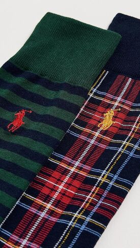 POLO RALPH LAUREN Men's Holiday Plaid and Stripe Socks 2 Pack in Saudi Arabia
