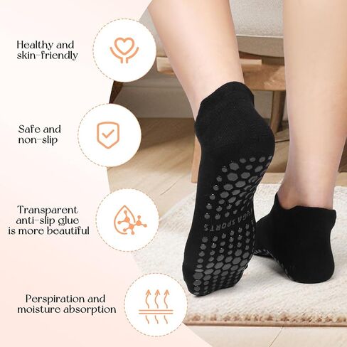 10 أزواج من جوارب اليوجا غير القابلة للانزلاق من Geyoga جوارب لاصقة مضادة للانزلاق جوارب شبشب للمستشفى للرجال والنساء بيلاتيس باليه باري in Kuwait
