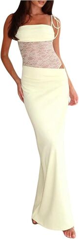 GORGLITTER Women's Lace Cut Out Bodycon Maxi Dresses Sleeveless Summer Hawaiian Prom Graduation Formal Long Sun Dress in Saudi Arabia