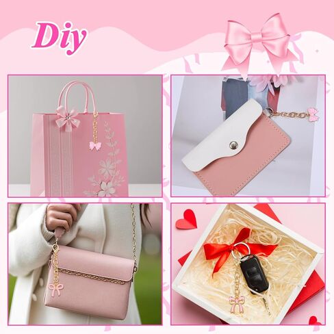 Sibba 30 PCS Bag Purse Charms Pink Bow Keychains Cute Bowknot Keychain Aesthetic Key Chains Car Key Chain Keyring Pendant Accessories for Women Wallet Handbag Backpack Charms Carnival Party Favors in Saudi Arabia