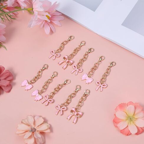 Sibba 30 PCS Bag Purse Charms Pink Bow Keychains Cute Bowknot Keychain Aesthetic Key Chains Car Key Chain Keyring Pendant Accessories for Women Wallet Handbag Backpack Charms Carnival Party Favors in Saudi Arabia